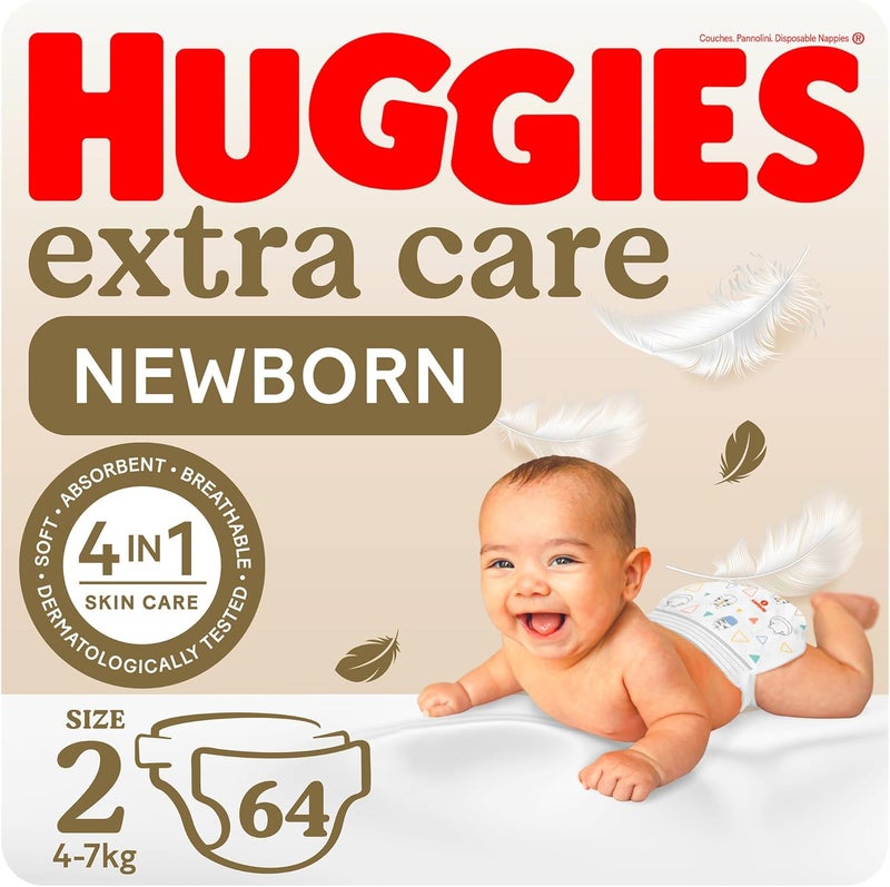 HUGGIES حفاضات هاجيز إكسترا كير للأطفال حديثي الولادة الحجم 2 - Image 1