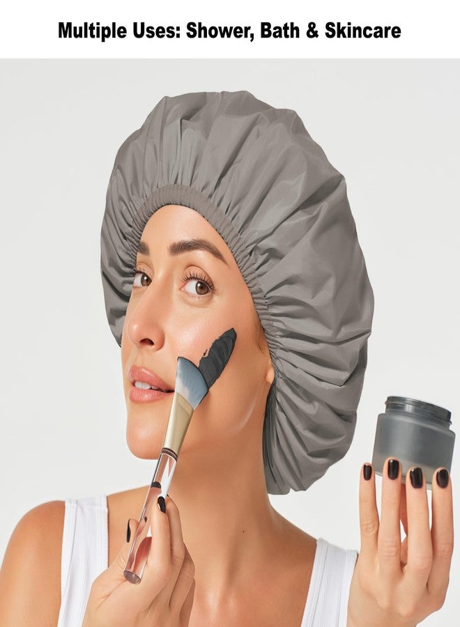 Selalu 2 Pack Shower Caps for Women, Reusable Waterproof Shower Cap with Elastic Band, Thickened Waterproof Fabric Shower Bonnet for Braids, Long Hair - Image 4