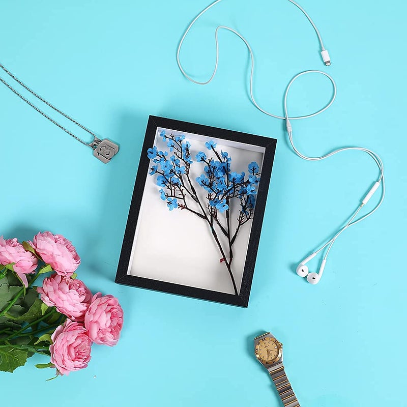 KAPIX Small Shadow Box 4x6 Picture Frame with HD Plexiglass Deep Wood Memory Box Display case for Flowers Ticket Memorabilia Keepsake Medal Art and Photos Black - Image 4