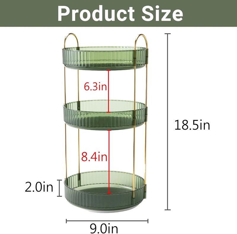 Asayuee 360 Rotating Perfume Organizer,3 Tier Large Capacity Make Up Organizers and Storage,Makeup Organizer for Bathroom,Cosmetic Perfume Stand Organizer (Green-3 Tier) - Image 2