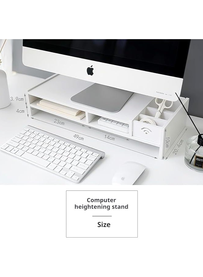 Arabest 2-Tier Computer Monitor Stand Riser,Desktop Wood Stand with Storage WiFi Box and Mobile Phone Holder for Home Office,Desk Riser Desktop Organizer Stand for Computer Laptop Printer  - Image 3