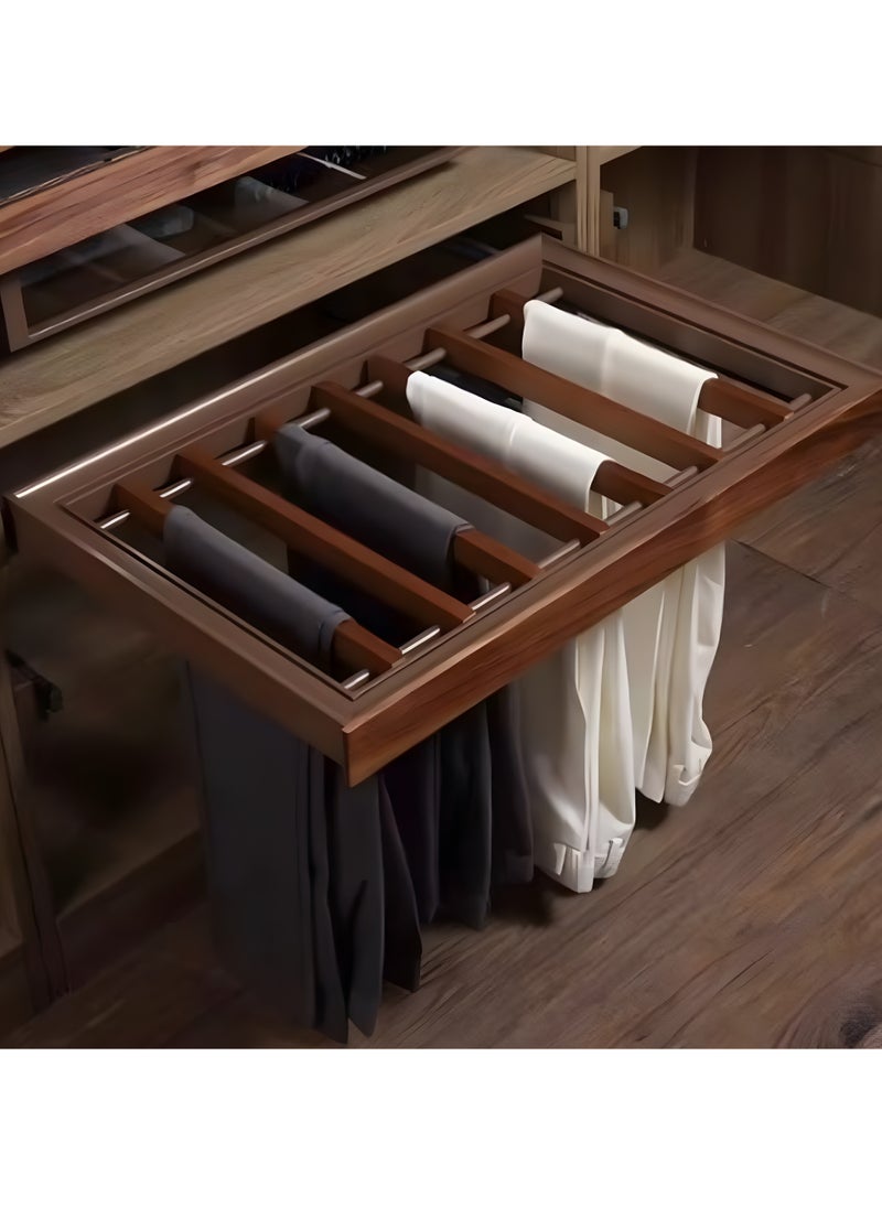 eurocliq Pull Out Sliding Clothes Rack Retractable Wardrobe Clothes Drying Rack for Cabinet Closet Pants Hanger  - Image 1