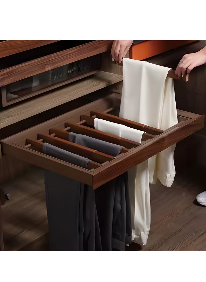 eurocliq Pull Out Sliding Clothes Rack Retractable Wardrobe Clothes Drying Rack for Cabinet Closet Pants Hanger  - Image 2