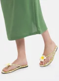 ZORIWORLD Bahamas Green Gingham Summer Flats with Cushioned Comfort