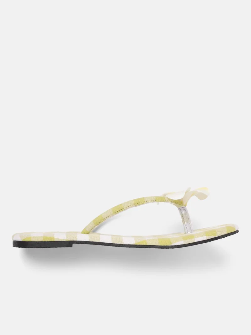 ZORIWORLD  Bahamas Green Gingham Summer Flats with Cushioned Comfort for Women | Best Price UAE