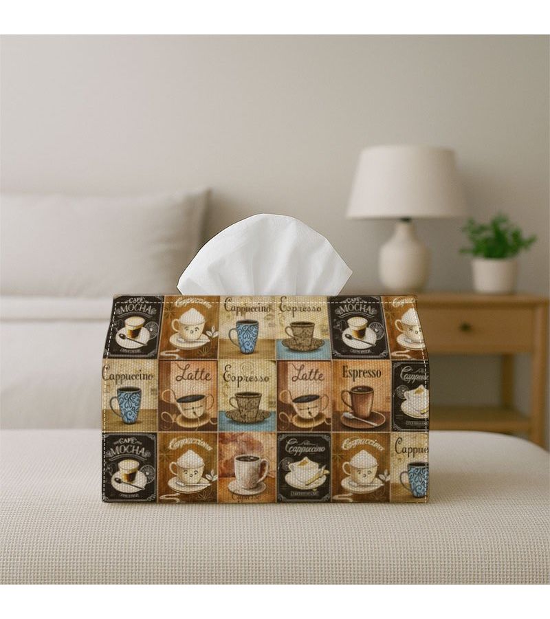 1PC Retro Coffee Design Tissue Box With Cup Pattern Waterproof For Bathroom Living Room Bedroom Dresser Coffee Table And Dining Table - Image 5