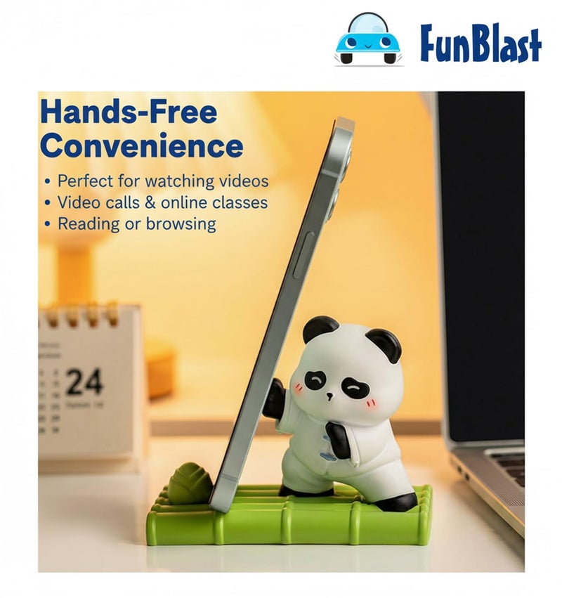 FunBlast Cute Panda Phone Holder – Mobile Stand for Desk, Office & Home, Resin Phone Stand for Watching Videos, Reading & Home Décor (A) - Image 3