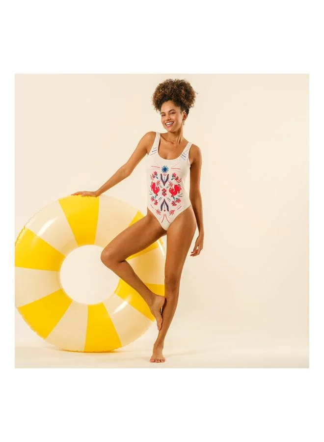 Prinkipo Printed Beaded Swimsuit 23x21 cm Ecru.