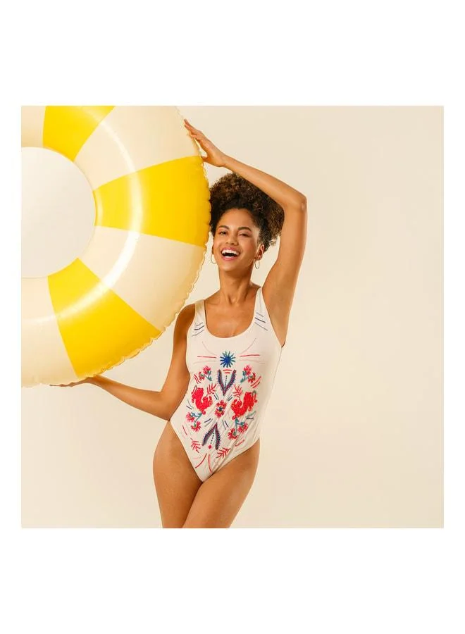 Zsa Zsa Zsu  Prinkipo Printed Beaded Swimsuit 23x21 cm Ecru. for Women | Best Price UAE