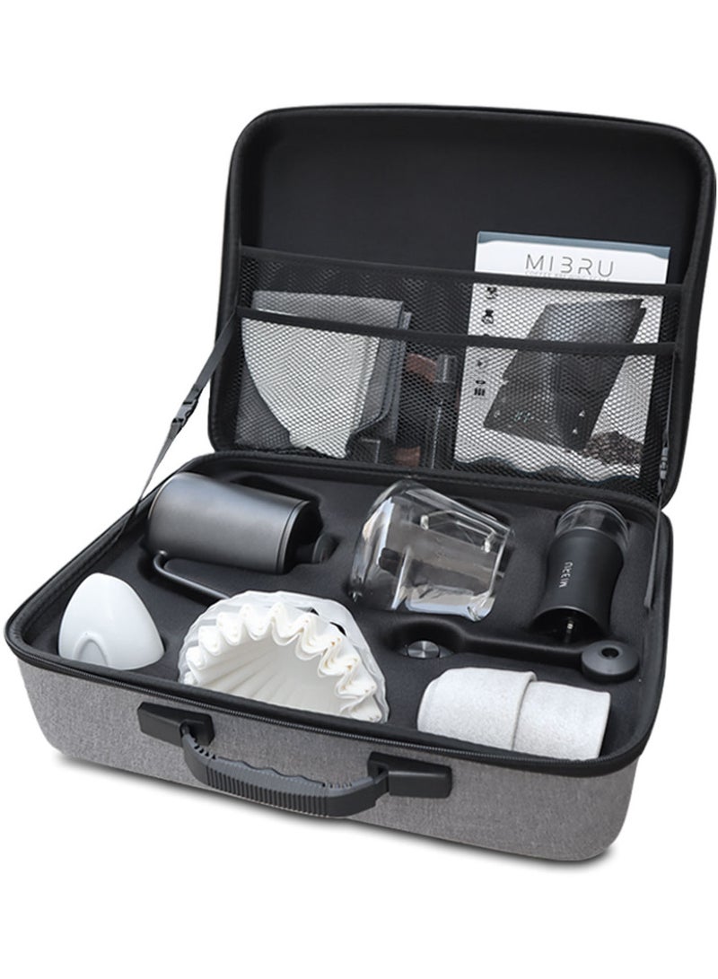 MIBRU V60 Pour Over Premium Drip Coffee Maker Kit,14-piece Drip Coffee Maker with a dedicated coffee bag Gray, built-in coffee pot, thermometer, coffee bean weighing tray, electric coffee bean grinder, coffee bean spray bottle, coffee spoon, V60 paper coffee filter, zigzag drip filter, coffee sharing pot, hand-held slim-neck coffee pot, dripper nozzle, specialty coffee kit, specialty coffee tools, coffee machine, coffee mug, coffee cleaning kit, pour-over coffee maker accessories. - Image 3