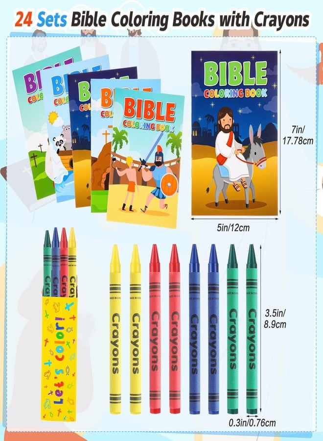 Gilprop Bulk Bible Coloring Books with Crayons for Kids Easter Verse Religious Drawing Books Bulk Christian Story Activity Supplies, DIY Sunday School Crafts, Bible Party Favors Gifts(24 Set) - Image 2