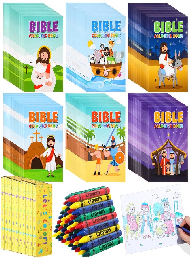 Gilprop Bulk Bible Coloring Books with Crayons for Kids Easter Verse Religious Drawing Books Bulk Christian Story Activity Supplies, DIY Sunday School Crafts, Bible Party Favors Gifts(24 Set) - Image 1