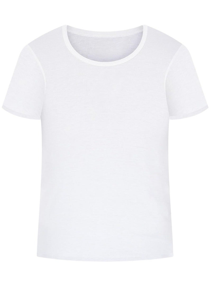 Lux Neo-Cotton Men's White Round Neck Half Sleeves 100% Cotton T Shirt | Antibacterial Freshness |Pack of 3| White - Image 3