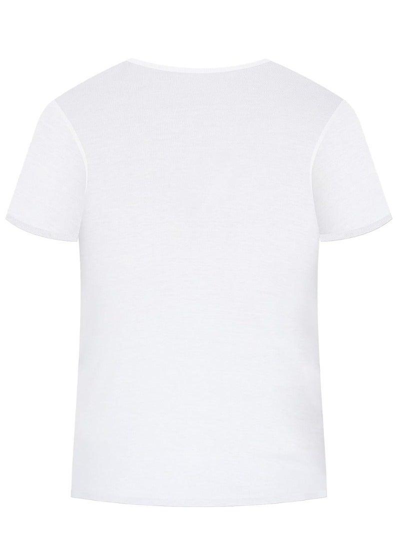 Lux Neo-Cotton Men's White Round Neck Half Sleeves 100% Cotton T Shirt | Antibacterial Freshness |Pack of 3| White - Image 4