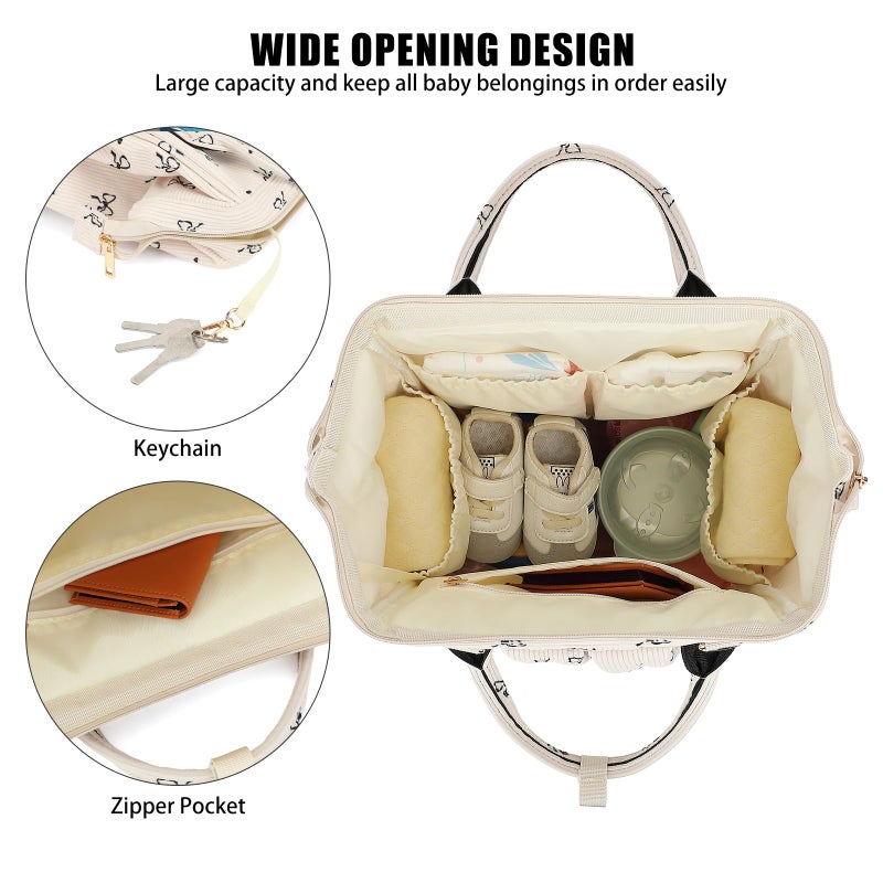 Dezcrab Baby Diaper Bag Backpack for Mom, Large Capacity Travel Nappy Bag for Boys & Girls with Stroller Straps (Corduroy Bow Tie) - Image 5