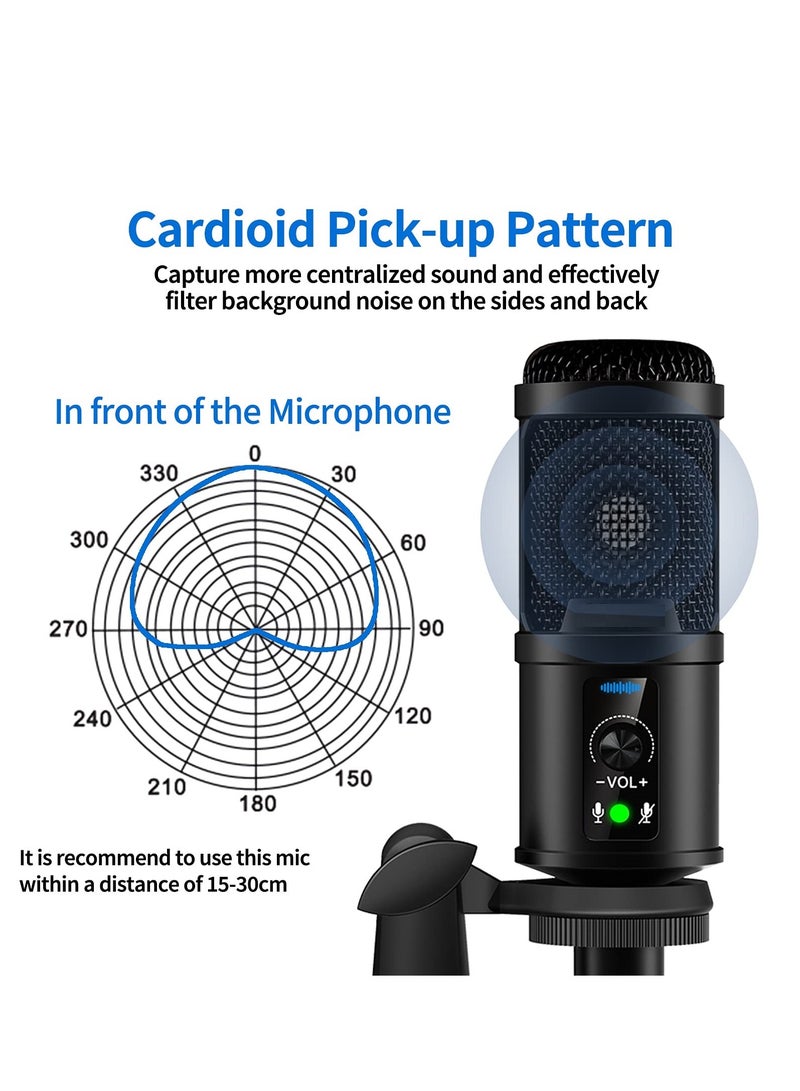USB Microphone, With Built-In Headphone Jack & Volume Control, PC Microphone for Gaming Recording Streaming Voiceover - Image 3