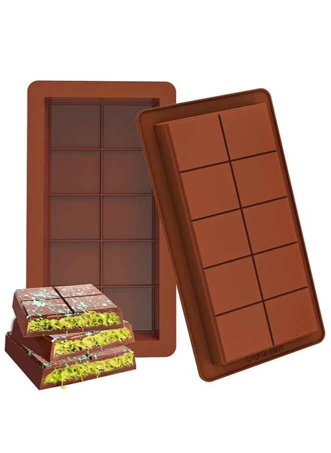 Deep Chocolate Bar Molds 2 Pack, Large and Thick Silicone Chocolate Bar Molds for Stuffed Bar, Big Chocolate Candy Bar Mold for Filling Knafeh Pistachio Chocolate Bar  - Image 1