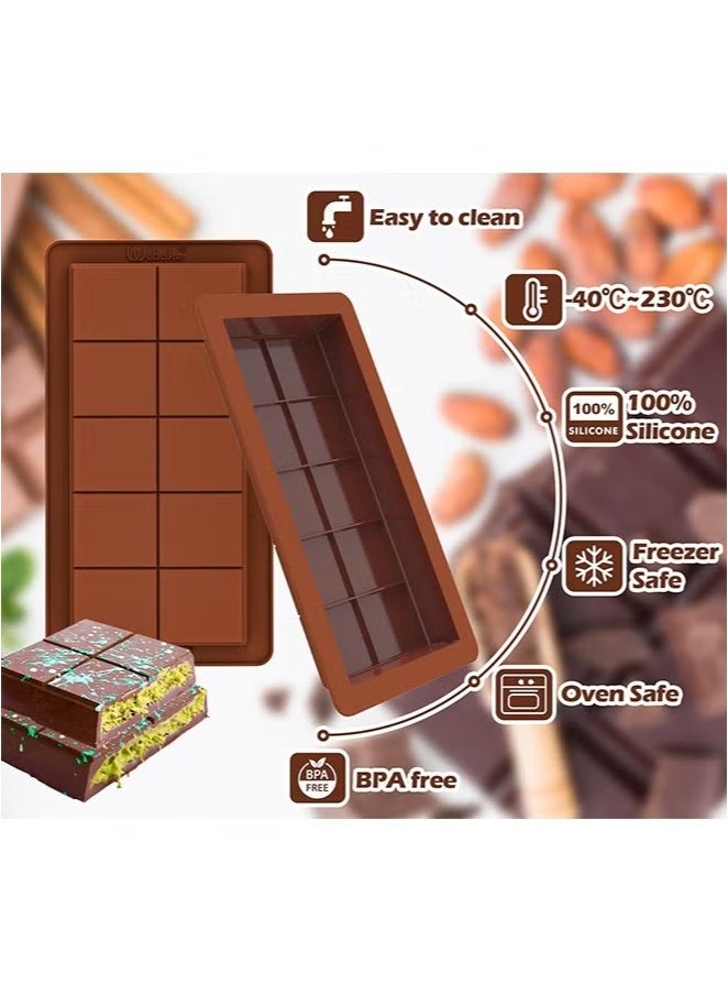 Deep Chocolate Bar Molds 2 Pack, Large and Thick Silicone Chocolate Bar Molds for Stuffed Bar, Big Chocolate Candy Bar Mold for Filling Knafeh Pistachio Chocolate Bar  - Image 2