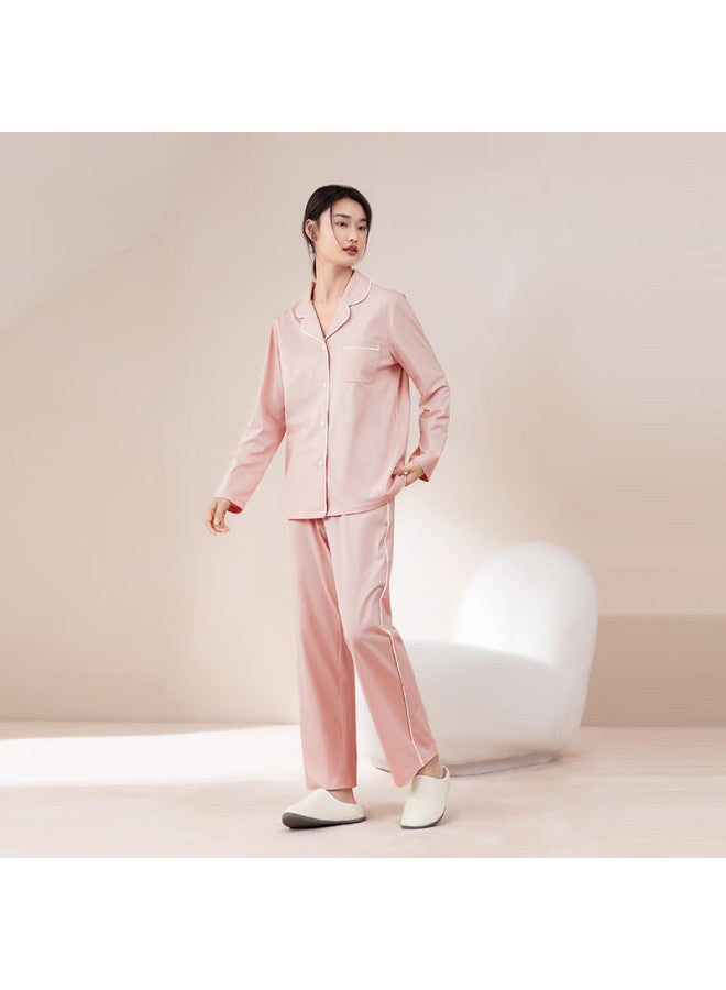 Agentmuse Bare-feel Sleepwear Women Loose Cardigan Homewear Couple Long Sleeve Premium Winter Set 749t Misty Rose XL