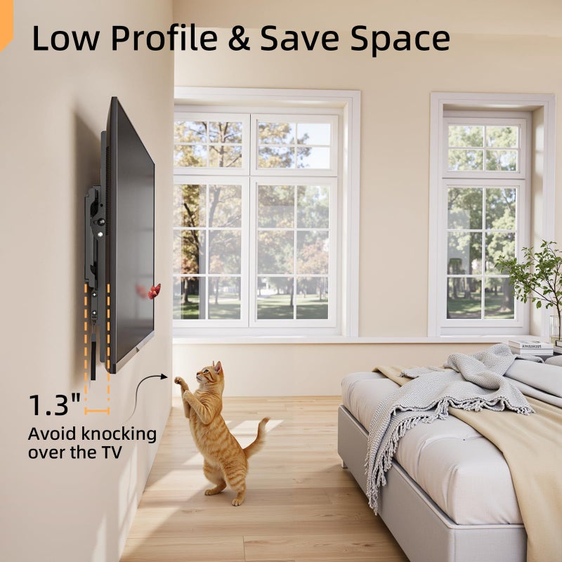 IWORKBOARD 55 65 75 85 inch Tilting TV Wall Mount for 32-90 '' TVs, Low Profile TV Mount Bracket, Safe Lock & Quick Release, Max VESA 600x400mm, 24 inch Studs,132 lbs, Fit Most 55+ 75+ 85+ 86 TVs - Image 3