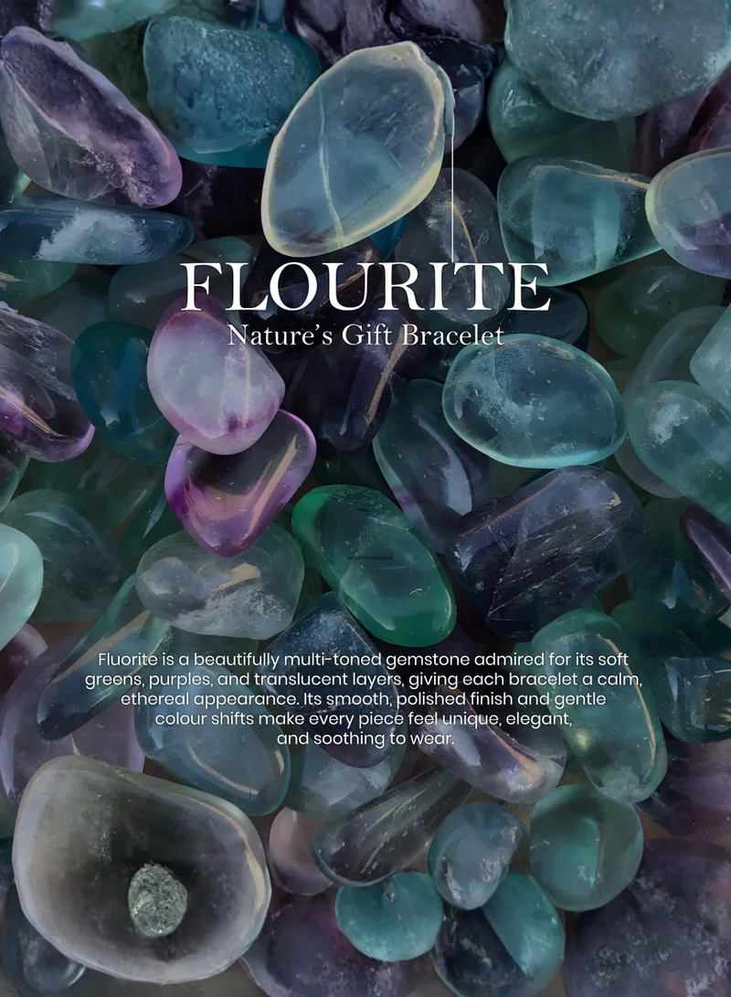 British Fossils سوار طاقة الكريستال من حجر الفلوريت