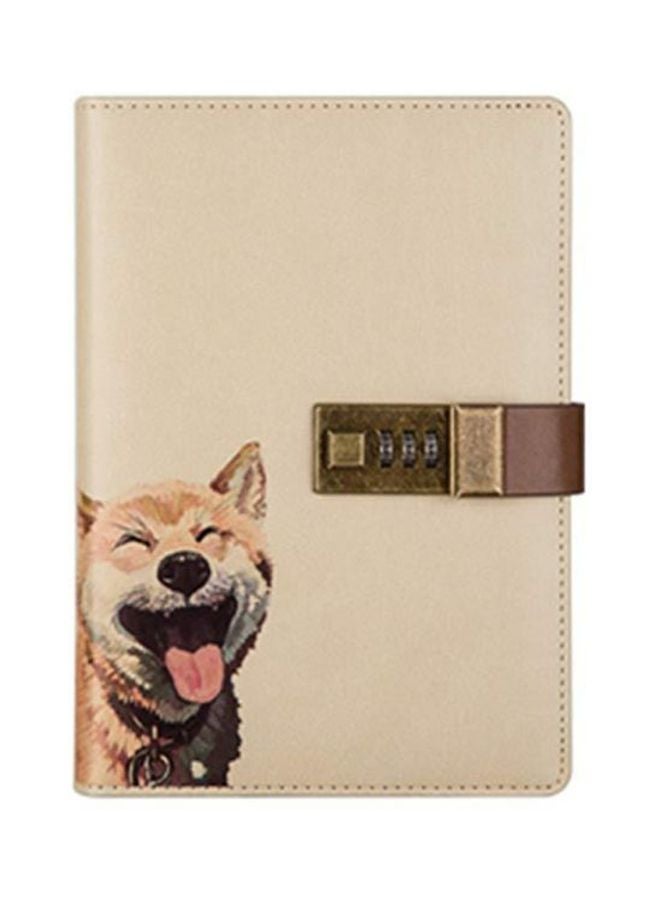 NIBEMINENT Lock Diary Leather Journal Writing Notebook Beige/Brown - Image 1