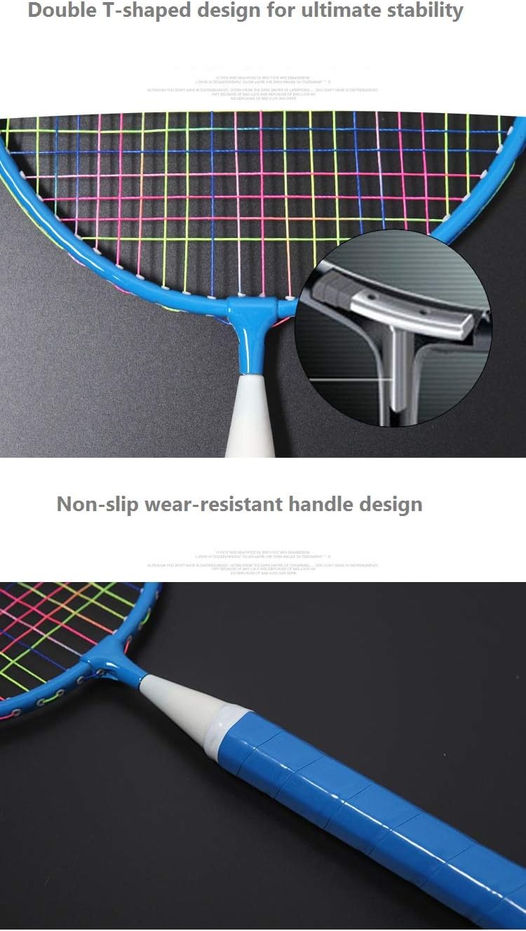 AIKESIWAY Badminton Racket for Children 1 Pair, Nylon Alloy Durable Badminton Racquet Set for Kids Indoor/Outdoor Sport GameIncluding 4 badminton and 2 table tennis - Image 3
