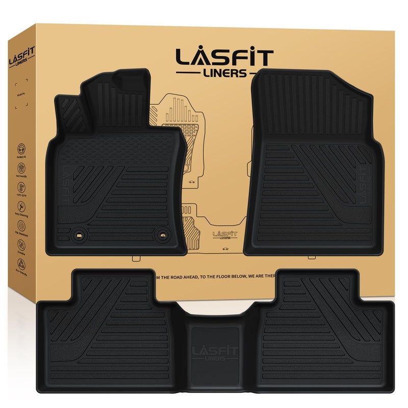 حصائر أرضية LASFIT لتويوتا كامري 20252026 هايبردLESEXSEXLE مخصصة لجميع الأحوال الجوية بطانة أرضية TPE لكامري 2025 حصائر سيارات أمامية وخلفية 2 صف أسود