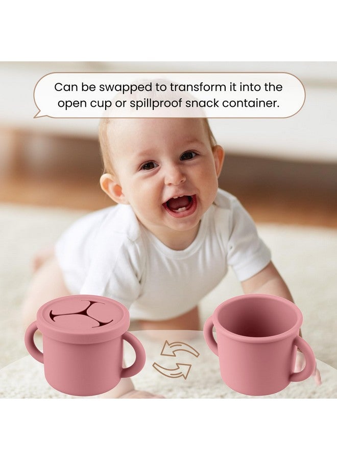 Mintlyfe Snack Containers for Toddlers, Kids - 2 Pack Food Grade Silicone Snack Cups with Grip Handle (Blush/Mauve) - Image 4