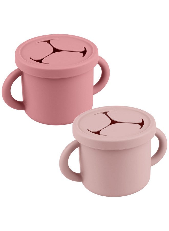 Mintlyfe Snack Containers for Toddlers, Kids - 2 Pack Food Grade Silicone Snack Cups with Grip Handle (Blush/Mauve) - Image 1