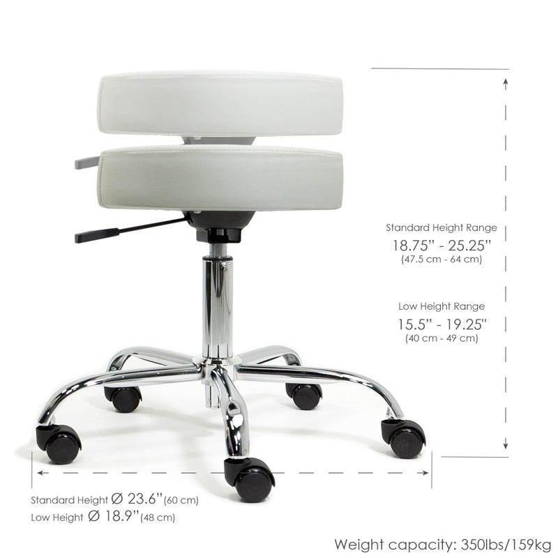 EarthLite Pneumatic Rolling Stool, Std Height, 19â€ - 25", Sterling - Image 2