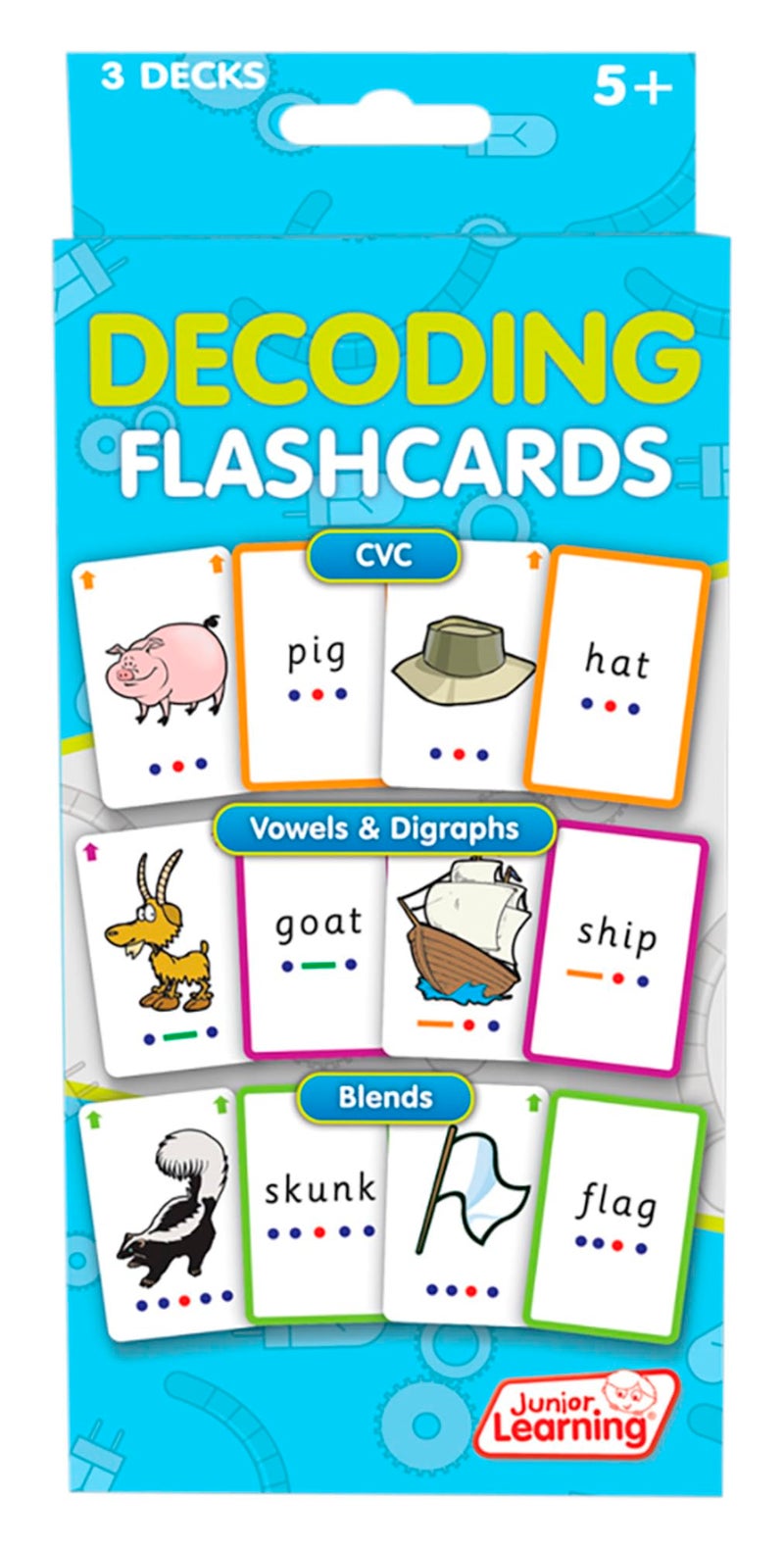 Junior Learning Decoding Flashcards, 162 Cards, Ages 5+, Language & Decoding, K-1 - Image 2
