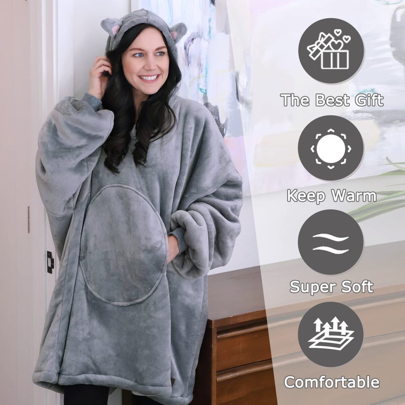 Catalonia Catalonia Cat Blanket Hoodie Sweatshirt  Oversized Wearable Sherpa Lounging Pullover for Adults Men Women Teenagers Kids Gift  - Image 2
