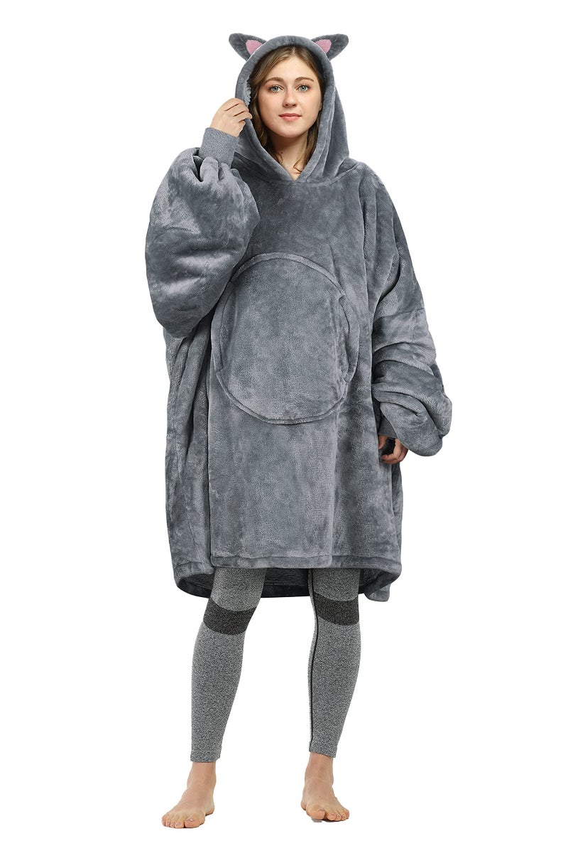 Catalonia Catalonia Cat Blanket Hoodie Sweatshirt  Oversized Wearable Sherpa Lounging Pullover for Adults Men Women Teenagers Kids Gift  - Image 1