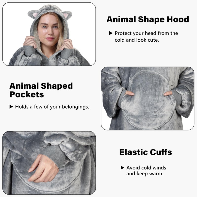 Catalonia Catalonia Cat Blanket Hoodie Sweatshirt  Oversized Wearable Sherpa Lounging Pullover for Adults Men Women Teenagers Kids Gift  - Image 4