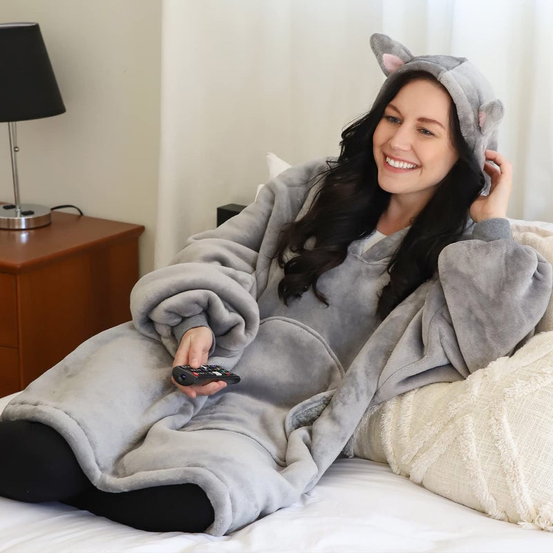 Catalonia Catalonia Cat Blanket Hoodie Sweatshirt  Oversized Wearable Sherpa Lounging Pullover for Adults Men Women Teenagers Kids Gift  - Image 5