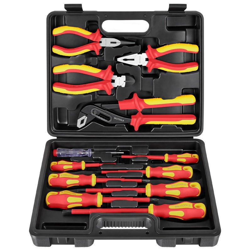 BILITOOLS Insulated Screwdriver & Pliers Set, 1000V Electrical Tools for Electrician Magnetic Phillips Slotted Pozidriv Tips - Image 1