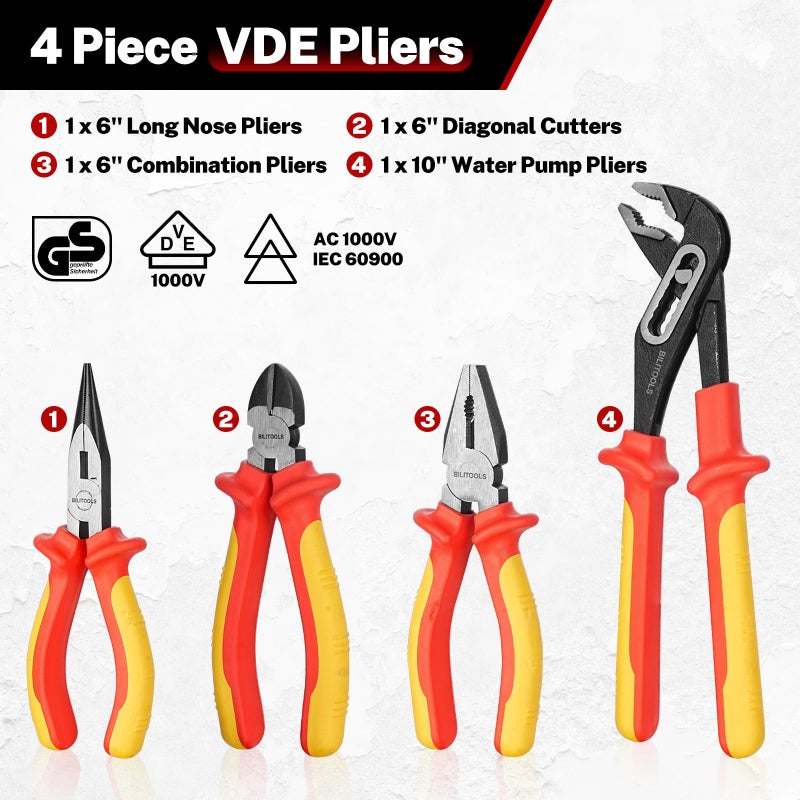BILITOOLS Insulated Screwdriver & Pliers Set, 1000V Electrical Tools for Electrician Magnetic Phillips Slotted Pozidriv Tips - Image 3