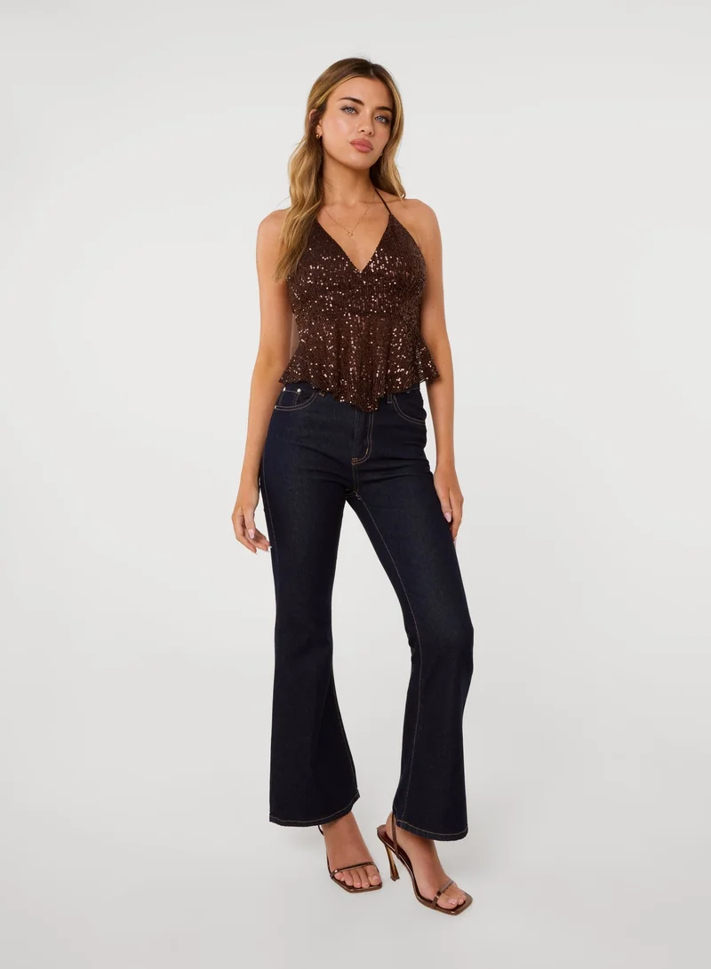 Pink Vanilla Sequin Halter Neck Top