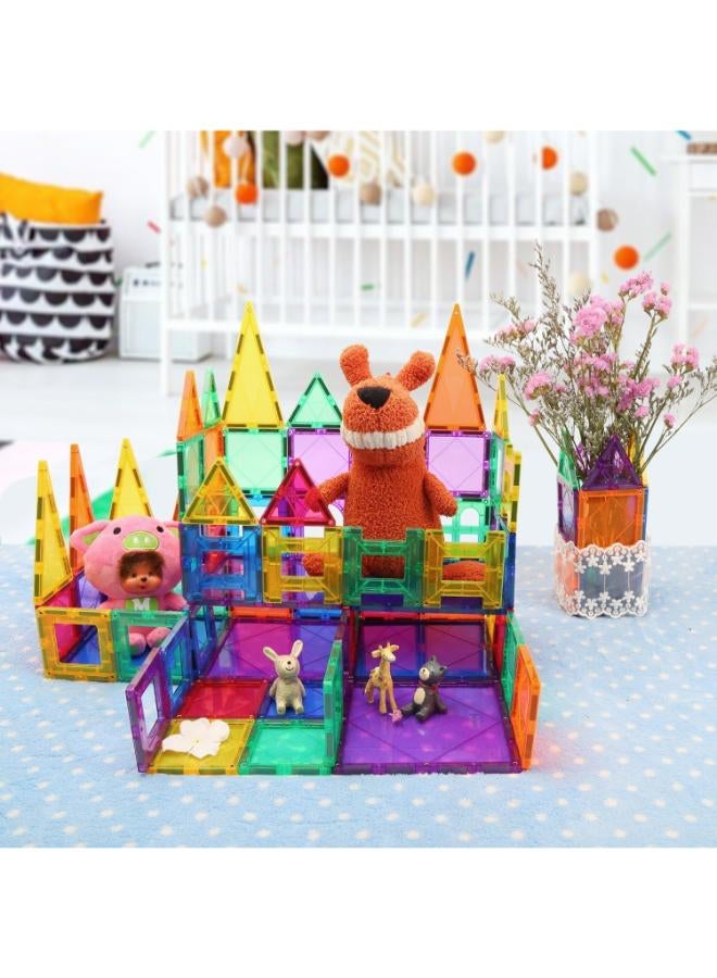 KIDSZONE Magnet Tiles Magnetic Building Blocks, Magnetic Tiles, Square Building Castle, Preschool Toys, STEM Stacking Construction Toys for Boys Girls (60 PCS) - Image 3