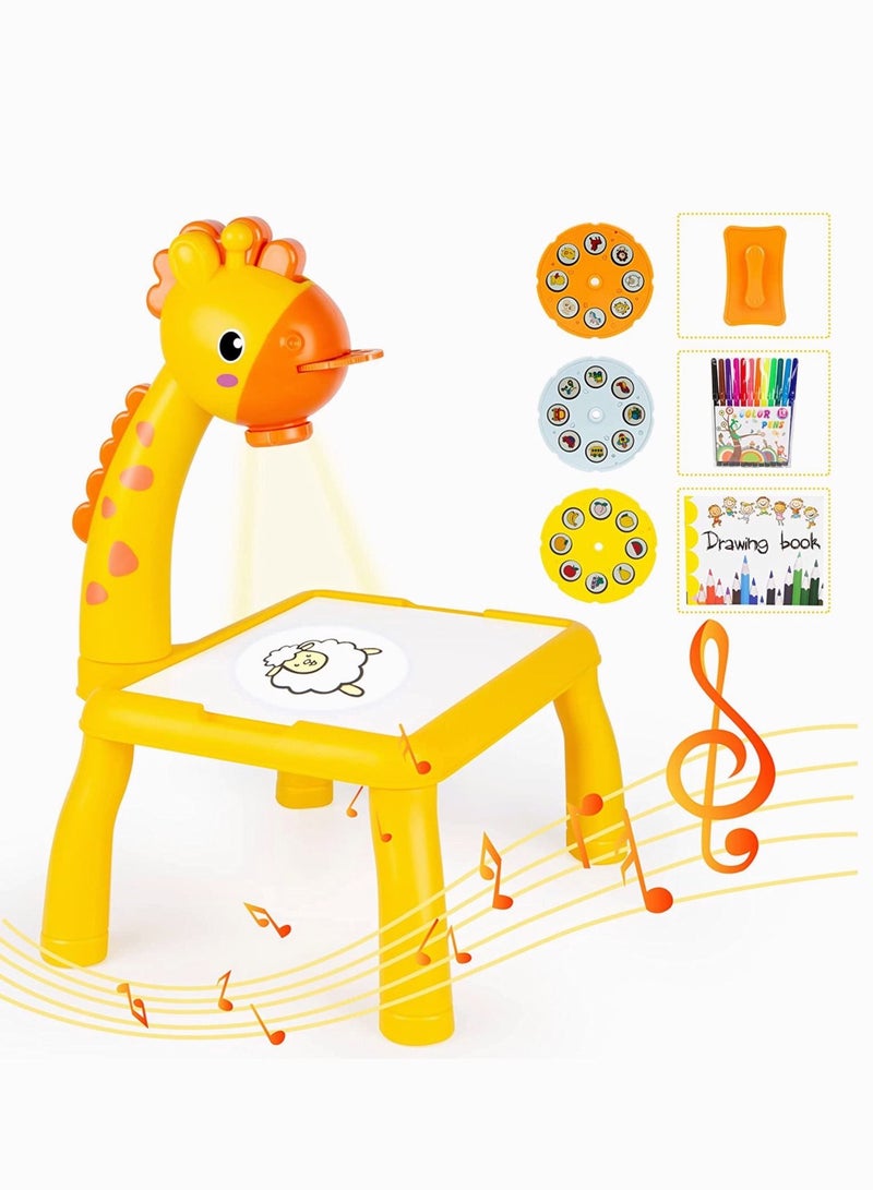 بايبي لوحة رسم ملونة للأطفال بعمر 3 سنوات قابلة للمسح للأطفال مع مصباح إسقاط ألعاب تعليمية - Image 1