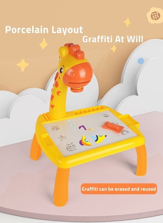 بايبي لوحة رسم ملونة للأطفال بعمر 3 سنوات قابلة للمسح للأطفال مع مصباح إسقاط ألعاب تعليمية - Image 2