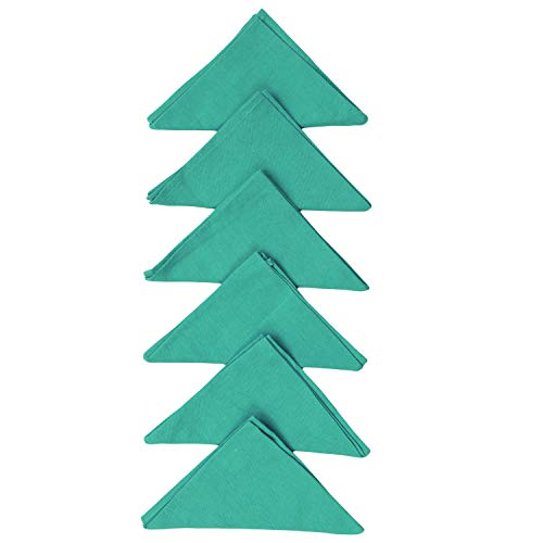 Dekor World Cotton Aqua Chevron Printed and Solid Napkin Set (Pack of 12) - Image 3