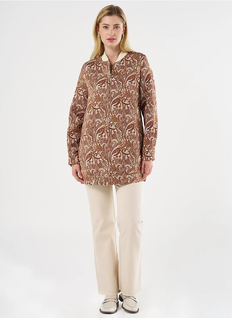 Kayra College Collar Jacquard Jacket Cream