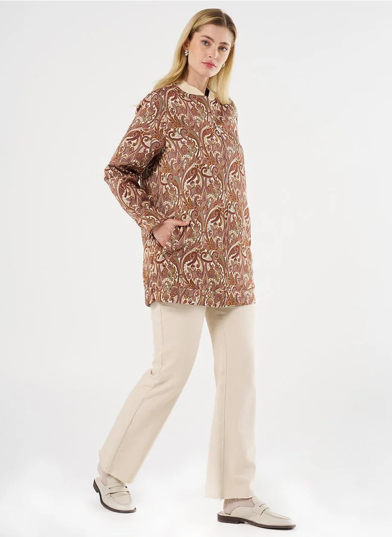 Kayra College Collar Jacquard Jacket Cream