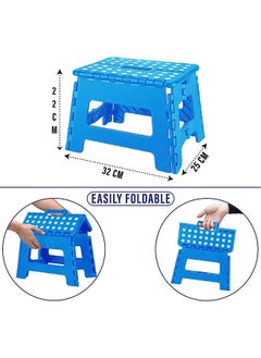 SKY-TOUCH Folding Step Stool for Children, Collapsible Foot Stools 9-Inch Height, Foldable Plastic Stool for Kitchen, Bathroom, Garden, Indoor, Stool Lightweight Outdoor, Holds Up to 300 lbs - Blue  - Image 3
