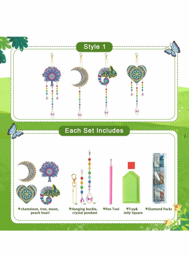 Y&D Wind Chime Kits, 4pcs Diamond Painting Double Sided Special Shaped Rhinestone Crystal Diamonds Butterfly Hanging Ornament for Yard Decor - Image 5