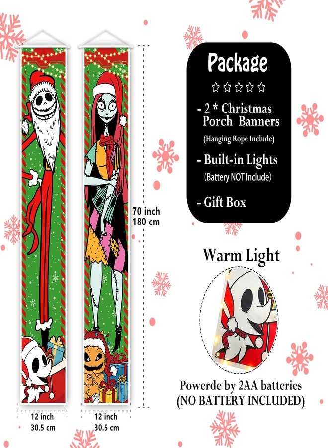 Tivee Jack Sally Lighted Banners Porch Signs Christmas Decor Christmas Nightmare Banner Christmas Decorations Before Outdoor Party Indoor Wall Home - Image 4