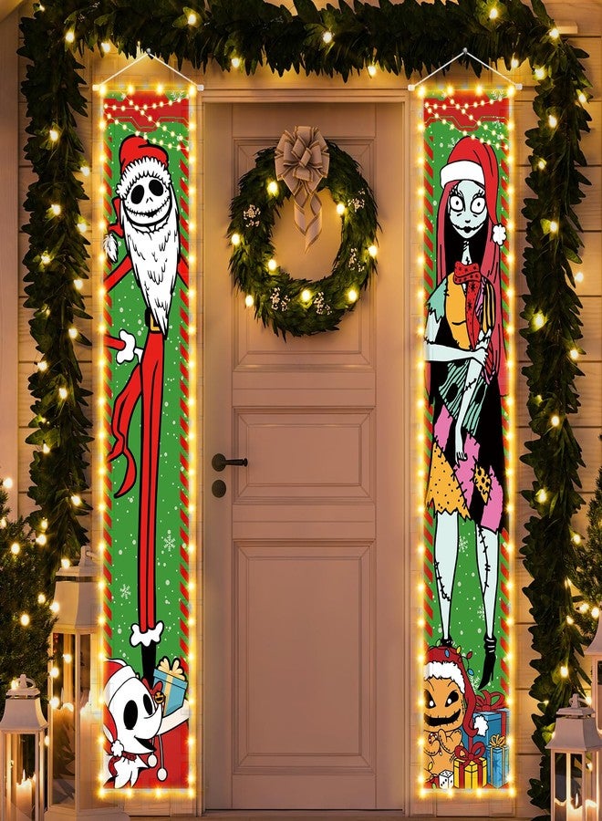 Tivee Jack Sally Lighted Banners Porch Signs Christmas Decor Christmas Nightmare Banner Christmas Decorations Before Outdoor Party Indoor Wall Home - Image 1