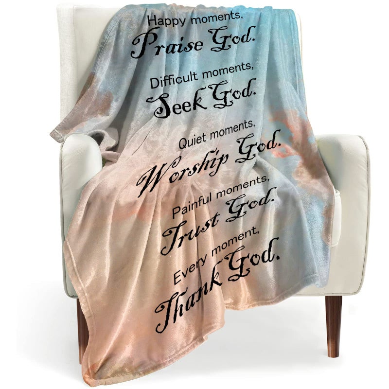 BOOPBEEP Healing Throw Blanket with Inspirational Thoughts and Prayers Religious Soft 50x60 Inch Christian Throw Blankets Caring Gift for Women Men